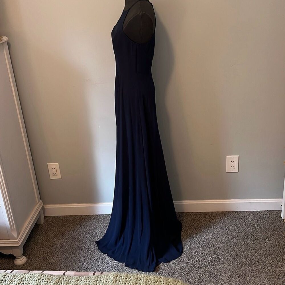 Lulus Women's Navy Blue Lined Sleeveless Halterneck Prom Long Dress Medium - Picture 3 of 10